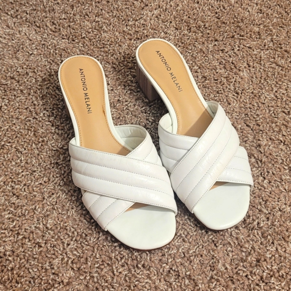 Antonio Melani crossover leather slide sandals